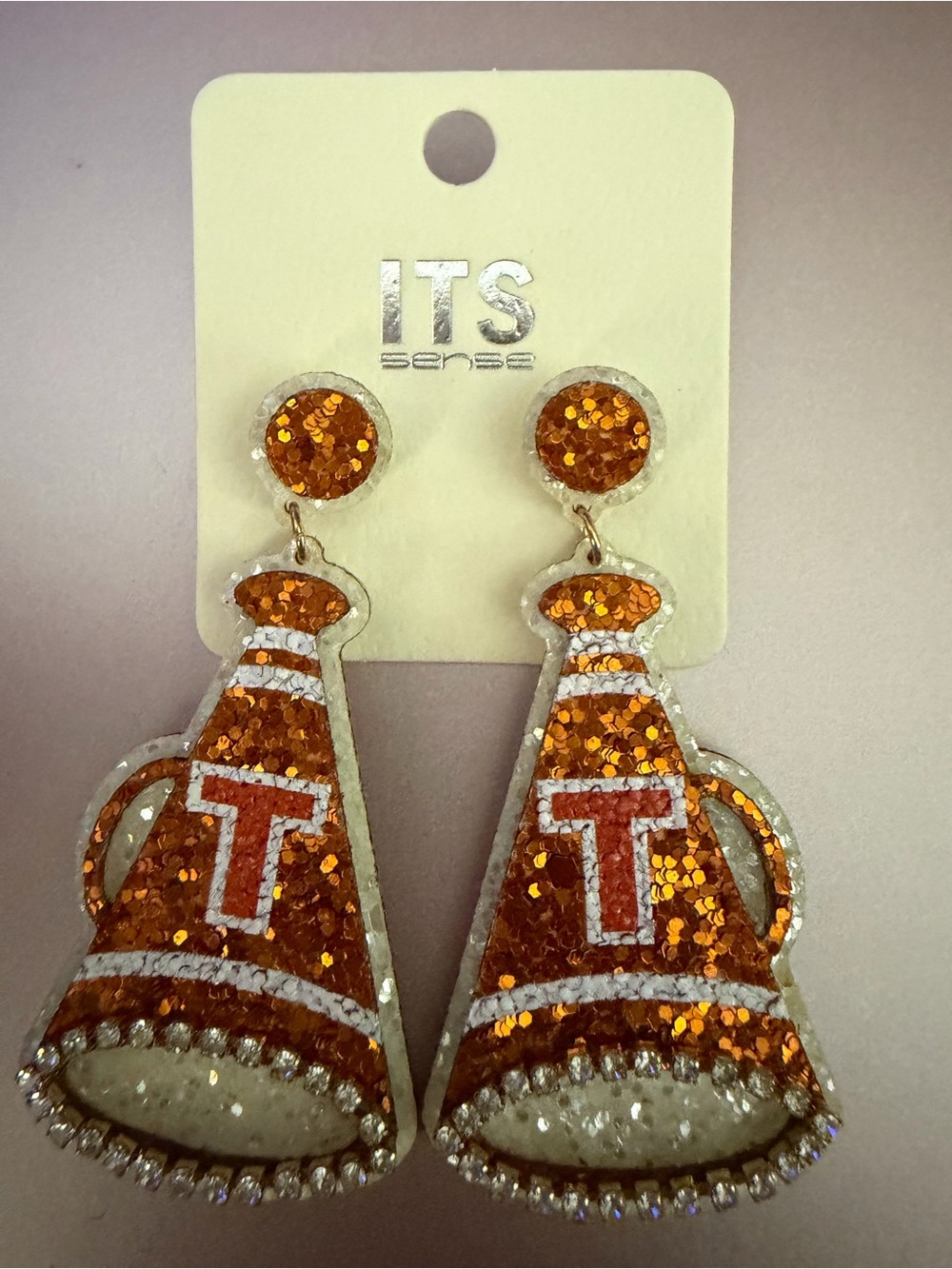 ITS Sense Orange Glitter Megaphone Earrings
